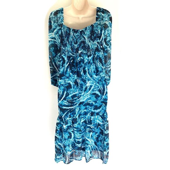 Nordstrom TASH AND SOPHIE Smocked Bodice Tiered Chiffon Dress S - Picture 3 of 8